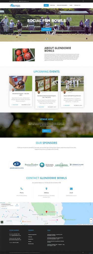 NZ Web Design - Glendowie Bowls