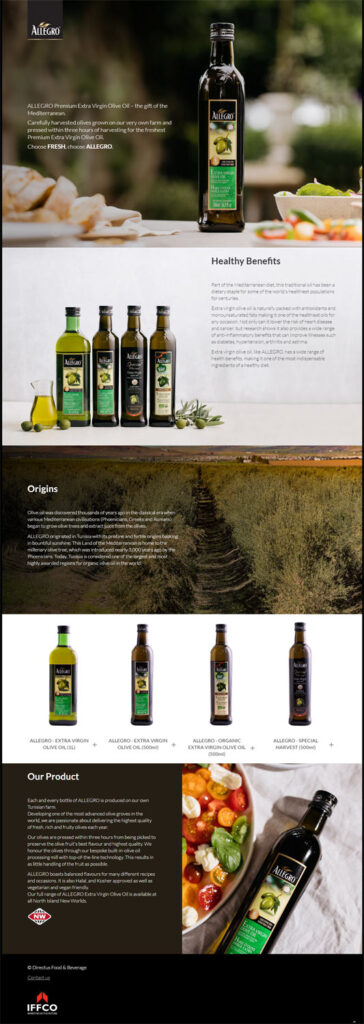 Kiwi Web Design - Allegro Olive Oil