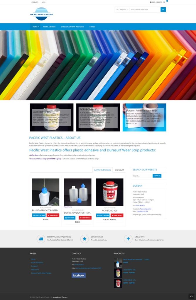 Website Design - Pacific West Plastics